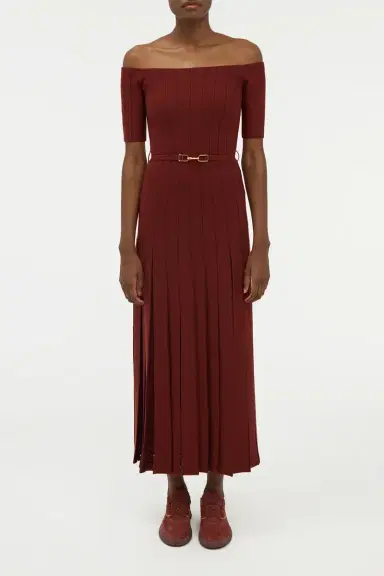 Gabriela Hearst Kurt Knit Pleated Maxi Dress in Burnt Sienna Merino Wool | Thumbnail 2 Gabriela Hearst Kurt Knit Pleated Maxi Dress in Burnt Sienna Merino Wool | Thumbnail 2