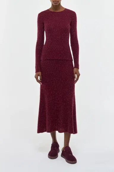 Gabriela Hearst Nello Knit Sweater in Bordeaux Beaded Cashmere Silk | Thumbnail 2 Gabriela Hearst Nello Knit Sweater in Bordeaux Beaded Cashmere Silk | Thumbnail 2