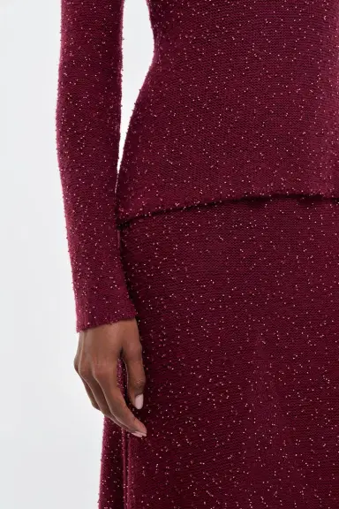 Gabriela Hearst Nello Knit Sweater in Bordeaux Beaded Cashmere Silk | Thumbnail 5 Gabriela Hearst Nello Knit Sweater in Bordeaux Beaded Cashmere Silk | Thumbnail 5