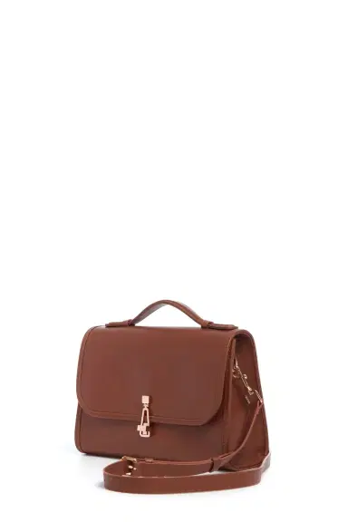 Gabriela Hearst Medium Leonora Flap Bag in Cognac Leather | Thumbnail 3 Gabriela Hearst Medium Leonora Flap Bag in Cognac Leather | Thumbnail 3