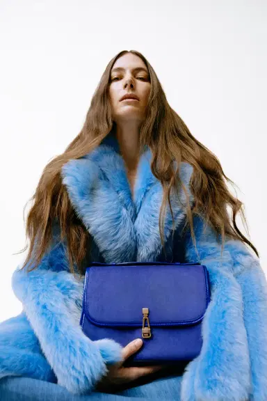 Gabriela Hearst Medium Leonora Flap Bag in Cobalt Suede | Thumbnail 2 Gabriela Hearst Medium Leonora Flap Bag in Cobalt Suede | Thumbnail 2