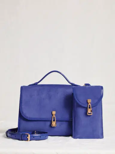 Gabriela Hearst Medium Leonora Flap Bag in Cobalt Suede | Thumbnail 6 Gabriela Hearst Medium Leonora Flap Bag in Cobalt Suede | Thumbnail 6