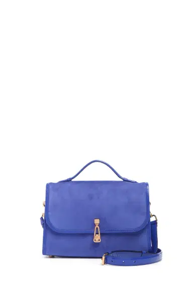 Gabriela Hearst Medium Leonora Flap Bag in Cobalt Suede | Thumbnail 1 Gabriela Hearst Medium Leonora Flap Bag in Cobalt Suede | Thumbnail 1
