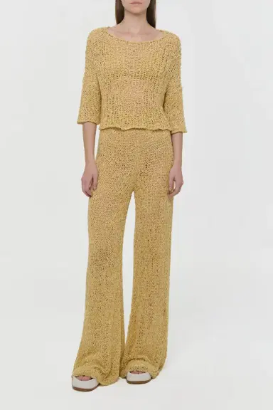 Gabriela Hearst Oriel Knit Pant in Hay Silk Cashmere Linen | Thumbnail 4 Gabriela Hearst Oriel Knit Pant in Hay Silk Cashmere Linen | Thumbnail 4