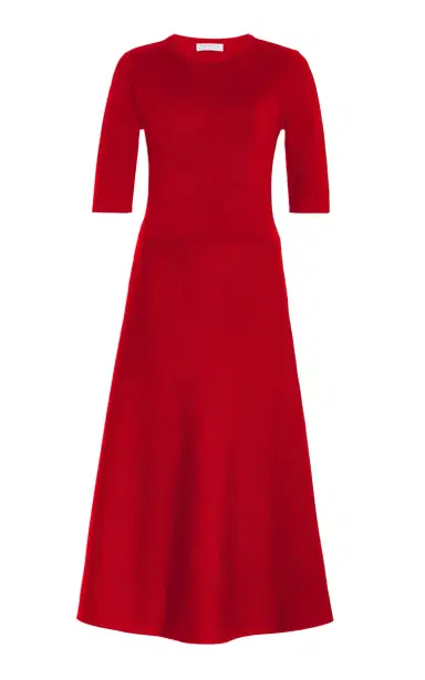 Gabriela Hearst Seymore Knit Midi Dress in Scarlet Red Merino Wool Cashmere | Thumbnail 1 Gabriela Hearst Seymore Knit Midi Dress in Scarlet Red Merino Wool Cashmere | Thumbnail 1