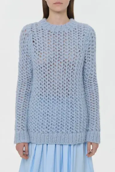 Gabriela Hearst Veralune Knit Crewneck Sweater in Light Blue Welfat Cashmere | Thumbnail 2 Gabriela Hearst Veralune Knit Crewneck Sweater in Light Blue Welfat Cashmere | Thumbnail 2