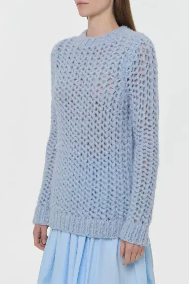 Gabriela Hearst Veralune Knit Crewneck Sweater in Light Blue Welfat Cashmere | Thumbnail 3 Gabriela Hearst Veralune Knit Crewneck Sweater in Light Blue Welfat Cashmere | Thumbnail 3