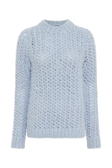 Gabriela Hearst Veralune Knit Crewneck Sweater in Light Blue Welfat Cashmere | Thumbnail 1 Gabriela Hearst Veralune Knit Crewneck Sweater in Light Blue Welfat Cashmere | Thumbnail 1