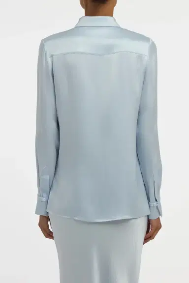 Gabriela Hearst Cruz Shirt in Light Blue Silk Satin | Thumbnail 5 Gabriela Hearst Cruz Shirt in Light Blue Silk Satin | Thumbnail 5