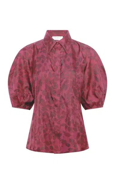 Gabriela Hearst Sansi Top in Fuchsia Printed Silk Twill | Thumbnail 1 Gabriela Hearst Sansi Top in Fuchsia Printed Silk Twill | Thumbnail 1