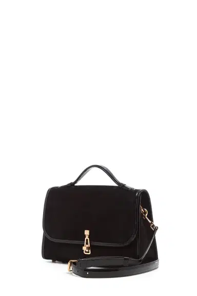 Gabriela Hearst Medium Leonora Flap Bag in Black Suede | Thumbnail 2 Gabriela Hearst Medium Leonora Flap Bag in Black Suede | Thumbnail 2
