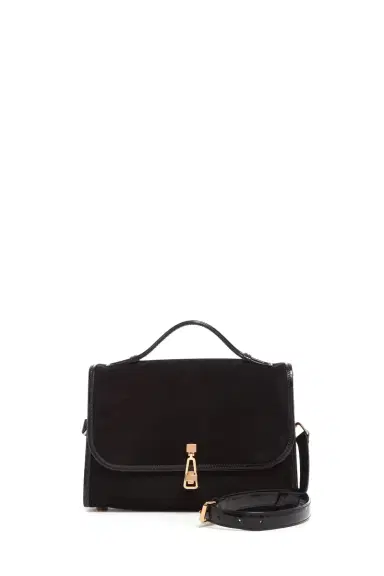 Gabriela Hearst Medium Leonora Flap Bag in Black Suede | Thumbnail 1 Gabriela Hearst Medium Leonora Flap Bag in Black Suede | Thumbnail 1