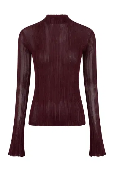 Gabriela Hearst Aveda Knit Mockneck Sweater in Bordeaux Silk | Thumbnail 1 Gabriela Hearst Aveda Knit Mockneck Sweater in Bordeaux Silk | Thumbnail 1