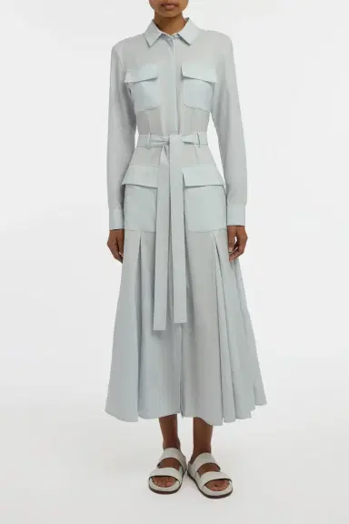 Gabriela Hearst Meyer Shirtdress in Powder Blue Wool Cashmere Flannel | Thumbnail 2 Gabriela Hearst Meyer Shirtdress in Powder Blue Wool Cashmere Flannel | Thumbnail 2