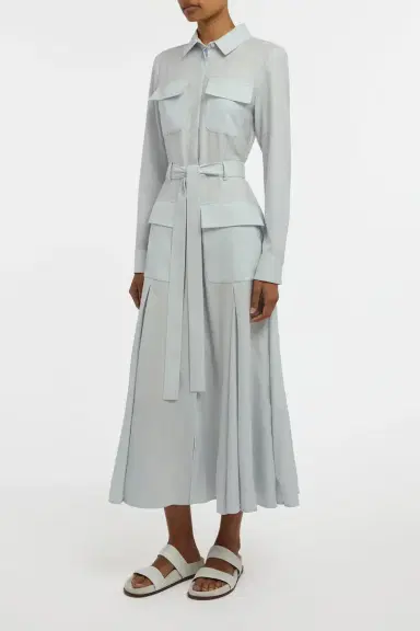 Gabriela Hearst Meyer Shirtdress in Powder Blue Wool Cashmere Flannel | Thumbnail 3 Gabriela Hearst Meyer Shirtdress in Powder Blue Wool Cashmere Flannel | Thumbnail 3