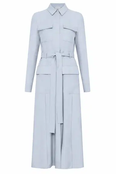 Gabriela Hearst Meyer Shirtdress in Powder Blue Wool Cashmere Flannel | Thumbnail 1 Gabriela Hearst Meyer Shirtdress in Powder Blue Wool Cashmere Flannel | Thumbnail 1