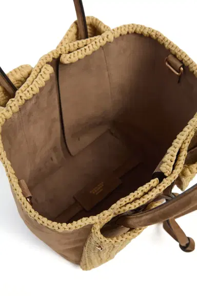 Gabriela Hearst Small Marija Tote Bag in Dark Sand Suede & Raffia | Thumbnail 5 Gabriela Hearst Small Marija Tote Bag in Dark Sand Suede & Raffia | Thumbnail 5