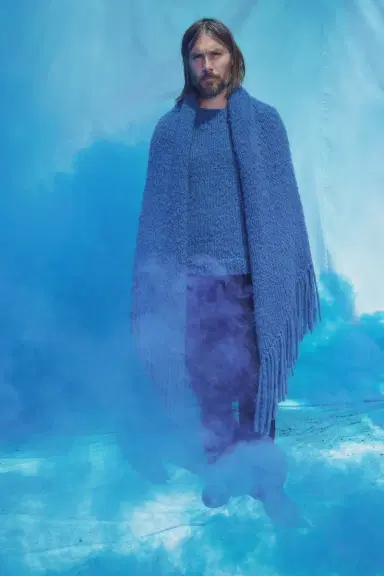 Gabriela Hearst Lauren Knit Wrap in Cobalt Welfat Cashmere | Thumbnail 2 Gabriela Hearst Lauren Knit Wrap in Cobalt Welfat Cashmere | Thumbnail 2