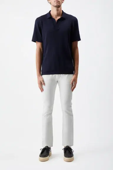 Gabriela Hearst Stendhal Knit Short Sleeve Polo in Navy Cashmere | Thumbnail 2 Gabriela Hearst Stendhal Knit Short Sleeve Polo in Navy Cashmere | Thumbnail 2