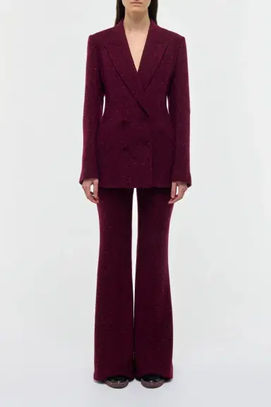Gabriela Hearst Rhein Flare Pant in Bordeaux Speckled Cashmere | Thumbnail 2 Gabriela Hearst Rhein Flare Pant in Bordeaux Speckled Cashmere | Thumbnail 2