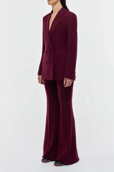 Gabriela Hearst Rhein Flare Pant in Bordeaux Speckled Cashmere | Thumbnail 3 Gabriela Hearst Rhein Flare Pant in Bordeaux Speckled Cashmere | Thumbnail 3