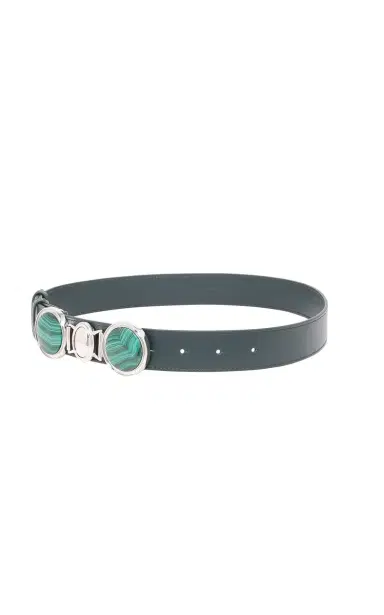 Gabriela Hearst Grange Stone Belt in Bottle Green Leather | Thumbnail 2 Gabriela Hearst Grange Stone Belt in Bottle Green Leather | Thumbnail 2