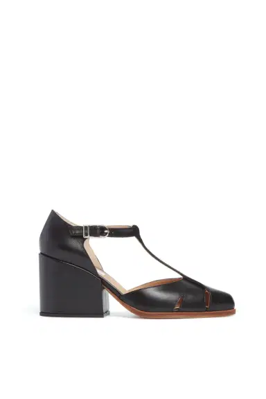 Gabriela Hearst Hawes T-Strap Block Heel Pump in Black Leather | Thumbnail 1 Gabriela Hearst Hawes T-Strap Block Heel Pump in Black Leather | Thumbnail 1