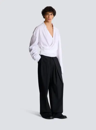 Balmain Draped cotton poplin shirt | Thumbnail 3 Balmain Draped cotton poplin shirt | Thumbnail 3