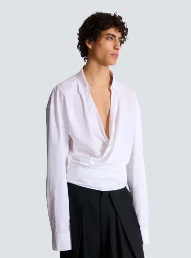 Balmain Draped cotton poplin shirt | Thumbnail 5 Balmain Draped cotton poplin shirt | Thumbnail 5