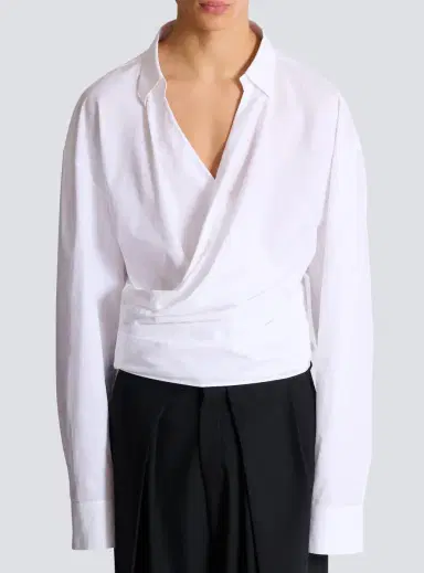 Balmain Draped cotton poplin shirt | Thumbnail 7 Balmain Draped cotton poplin shirt | Thumbnail 7