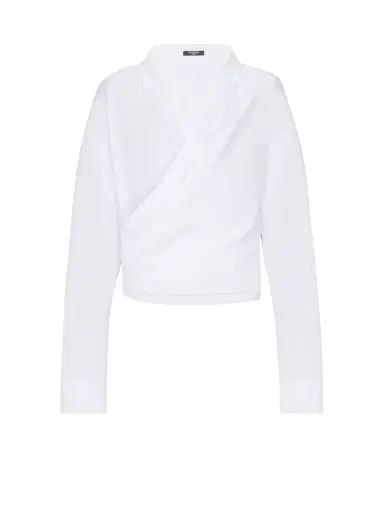 Balmain Draped cotton poplin shirt | Thumbnail 1 Balmain Draped cotton poplin shirt | Thumbnail 1