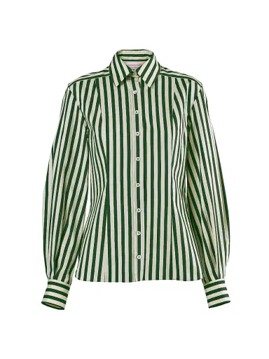 Carolina Herrera Women's Isabella Striped Cotton-Blend Shirt - Multi | Thumbnail 1 Carolina Herrera Women's Isabella Striped Cotton-Blend Shirt - Multi | Thumbnail 1