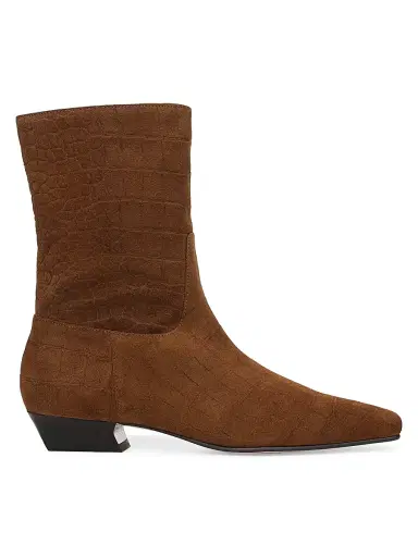 Favorite Daughter Women's Addison Snake-Embossed Suede Ankle Boots - Saddle - Size 11 | Thumbnail 1 Favorite Daughter Women's Addison Snake-Embossed Suede Ankle Boots - Saddle - Size 11 | Thumbnail 1