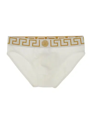 Versace Men's Medusa Key Jersey Briefs - White Greek Gold - Size XXL | Thumbnail 1 Versace Men's Medusa Key Jersey Briefs - White Greek Gold - Size XXL | Thumbnail 1
