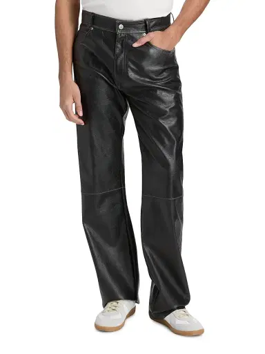 MM6 MAISON MARGIELA Men's Faux-Leather Straight-Leg Pants | Thumbnail 3 MM6 MAISON MARGIELA Men's Faux-Leather Straight-Leg Pants | Thumbnail 3