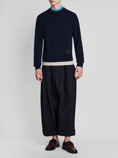 Marni Men's Contrast Trim Cashmere Crewneck Sweater | Thumbnail 2 Marni Men's Contrast Trim Cashmere Crewneck Sweater | Thumbnail 2