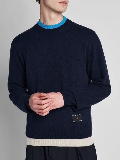 Marni Men's Contrast Trim Cashmere Crewneck Sweater | Thumbnail 5 Marni Men's Contrast Trim Cashmere Crewneck Sweater | Thumbnail 5