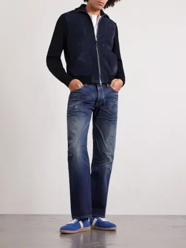 Tom Ford Slim-Fit Merino Wool-Blend and Suede Bomber Jacket - Men | Thumbnail 2 Tom Ford Slim-Fit Merino Wool-Blend and Suede Bomber Jacket - Men | Thumbnail 2