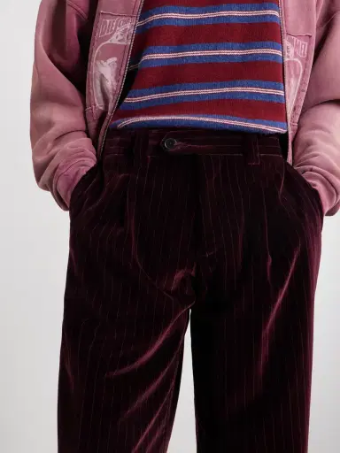 Enfants Riches Déprimés Tapered Pleated Striped Cotton-Velvet Trousers - Men | Thumbnail 5 Enfants Riches Déprimés Tapered Pleated Striped Cotton-Velvet Trousers - Men | Thumbnail 5