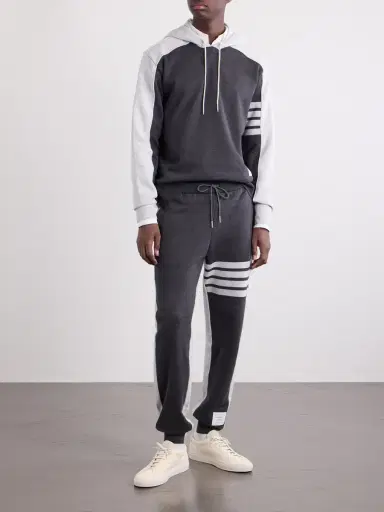 Thom Browne Logo-Appliquéd Striped Cotton-Jersey Hoodie - Men | Thumbnail 2 Thom Browne Logo-Appliquéd Striped Cotton-Jersey Hoodie - Men | Thumbnail 2