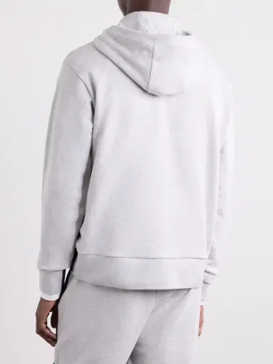 Thom Browne Logo-Appliquéd Striped Cotton-Jersey Hoodie - Men | Thumbnail 4 Thom Browne Logo-Appliquéd Striped Cotton-Jersey Hoodie - Men | Thumbnail 4