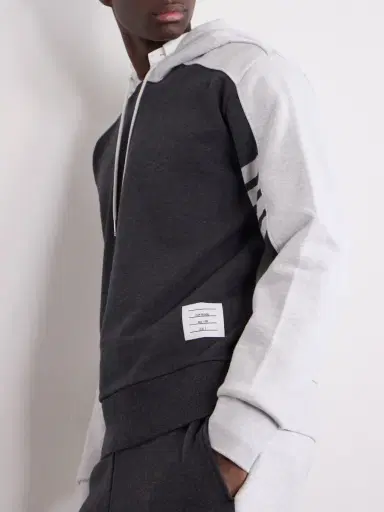 Thom Browne Logo-Appliquéd Striped Cotton-Jersey Hoodie - Men | Thumbnail 5 Thom Browne Logo-Appliquéd Striped Cotton-Jersey Hoodie - Men | Thumbnail 5