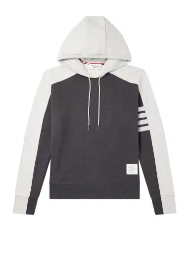 Thom Browne Logo-Appliquéd Striped Cotton-Jersey Hoodie - Men | Thumbnail 1 Thom Browne Logo-Appliquéd Striped Cotton-Jersey Hoodie - Men | Thumbnail 1