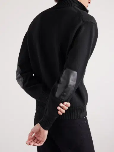 Tom Ford Leather-Trimmed Merino Wool Cardigan - Men | Thumbnail 5 Tom Ford Leather-Trimmed Merino Wool Cardigan - Men | Thumbnail 5