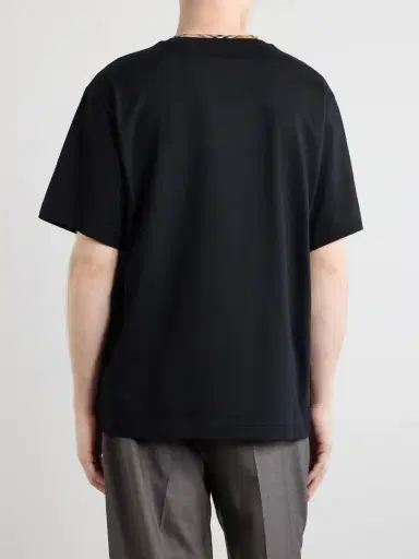 Burberry Logo-Embroidered Checked Cotton-Jersey T-Shirt - Men | Thumbnail 4 Burberry Logo-Embroidered Checked Cotton-Jersey T-Shirt - Men | Thumbnail 4