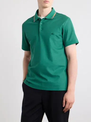 Burberry Logo-Embroidered Checked Cotton-Piqué Polo Shirt - Men | Thumbnail 3 Burberry Logo-Embroidered Checked Cotton-Piqué Polo Shirt - Men | Thumbnail 3