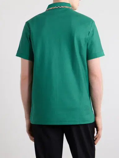 Burberry Logo-Embroidered Checked Cotton-Piqué Polo Shirt - Men | Thumbnail 4 Burberry Logo-Embroidered Checked Cotton-Piqué Polo Shirt - Men | Thumbnail 4