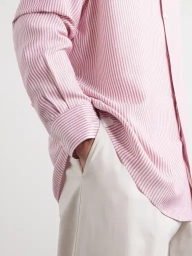Zegna Striped Silk Shirt - Men | Thumbnail 5 Zegna Striped Silk Shirt - Men | Thumbnail 5