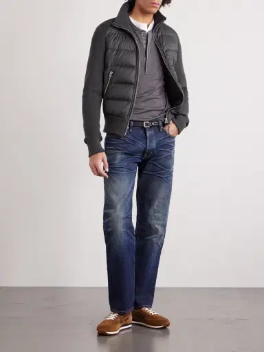 Tom Ford Slim-Fit Leather-Trimmed Quilted Shell and Wool Down Jacket - Men | Thumbnail 2 Tom Ford Slim-Fit Leather-Trimmed Quilted Shell and Wool Down Jacket - Men | Thumbnail 2
