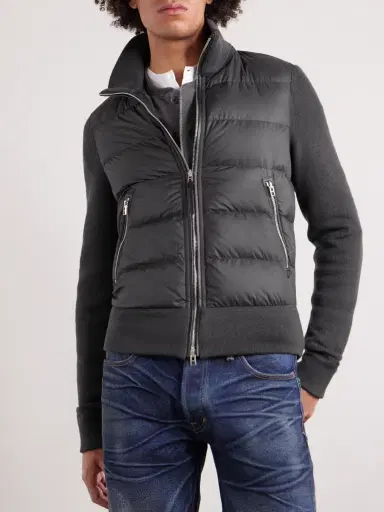 Tom Ford Slim-Fit Leather-Trimmed Quilted Shell and Wool Down Jacket - Men | Thumbnail 3 Tom Ford Slim-Fit Leather-Trimmed Quilted Shell and Wool Down Jacket - Men | Thumbnail 3